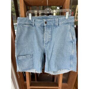 Imperfects Size 34 Mens Courier Denim Short Blue Cotton Button Fly Jeans Jort